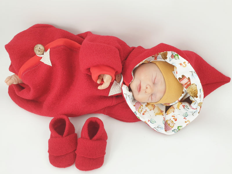 Atelier MiaMia - Walk - tuta neonato bambino da 50 a 110 Designer red forest animals Walkover