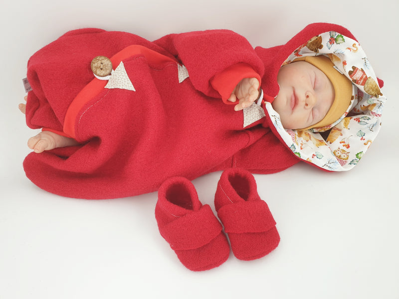 Walk - Overall Baby Kind von 50 bis 110 Designer rot Waldtiere Walkoverall von Atelier MiaMia