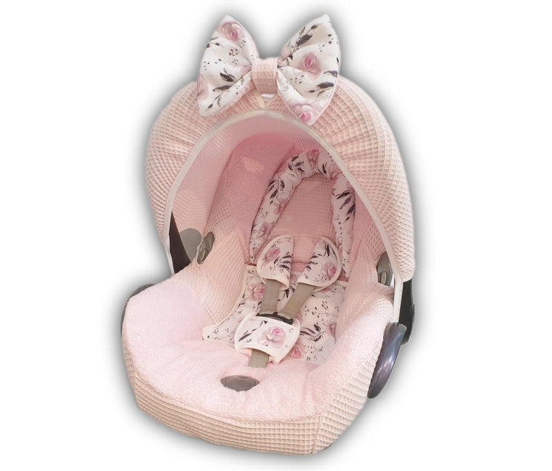 Maxi Cosi Babyschalenbezug, Ersatzbezug oder Spannbezug rosa Rosen von Atelier MiaMia