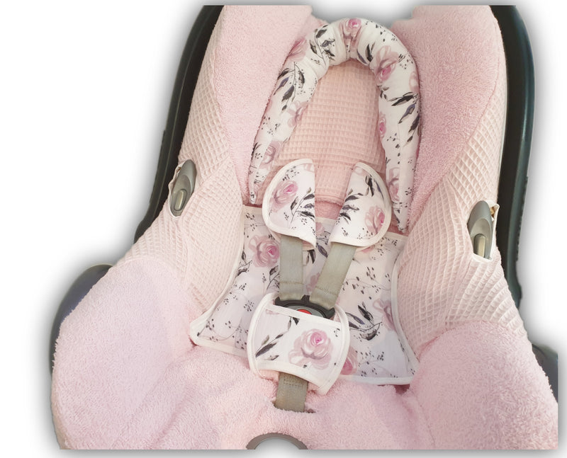 Maxi Cosi Babyschalenbezug, Ersatzbezug oder Spannbezug rosa Rosen von Atelier MiaMia