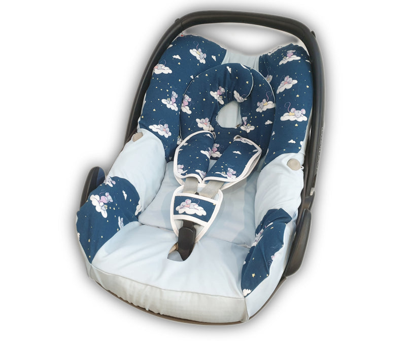 Maxi Cosi Babyschalenbezug, Ersatzbezug oder Spannbezug blau Mäuse von Atelier MiaMia