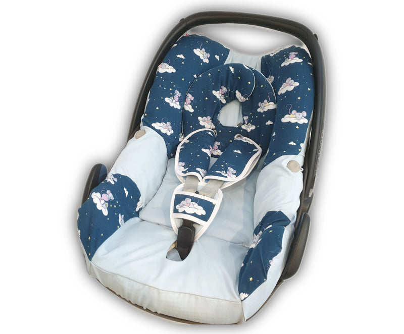 Maxi Cosi Babyschalenbezug, Ersatzbezug oder Spannbezug blau Mäuse von Atelier MiaMia