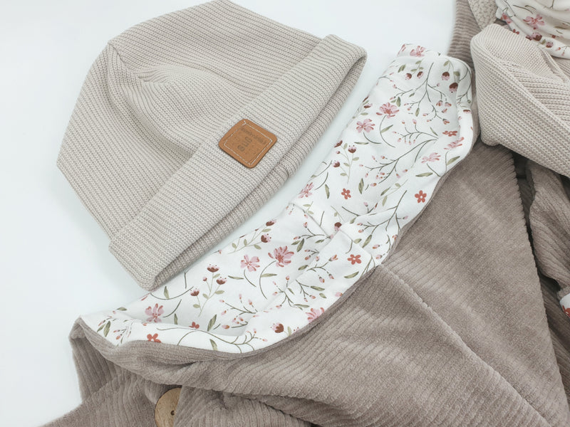 Atelier MiaMia set berretto cappello e sciarpa bianco pois neri