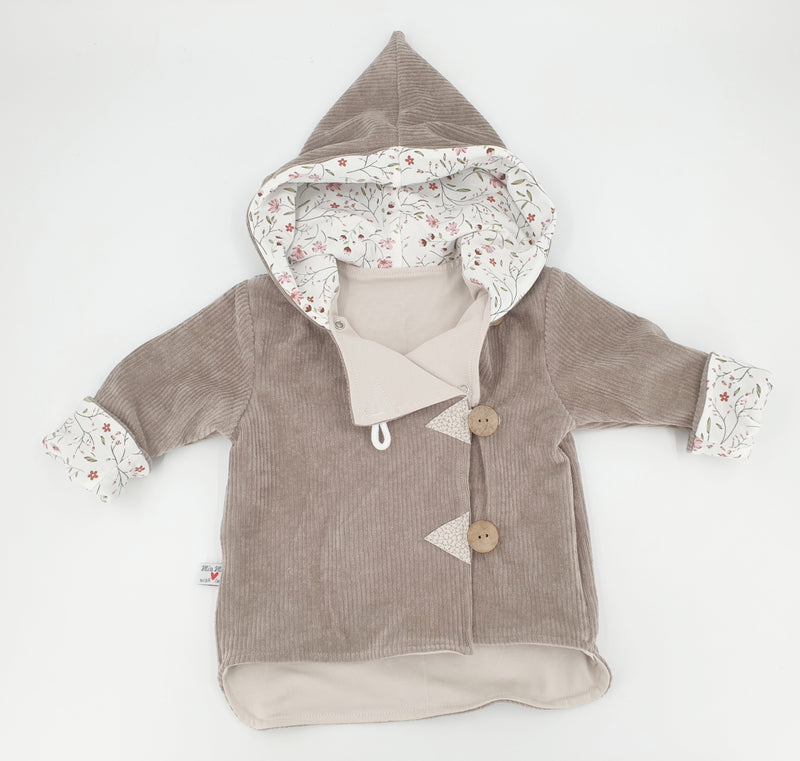 Kapuzenjacke Baby Kind Größe 50-140 Designer Jacke Limitiert !! Cord Blumen von Atelier MiaMia