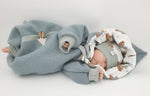 Atelier MiaMia - Walk - overall baby child from 50 to 110 designer walk overall aqua leaves