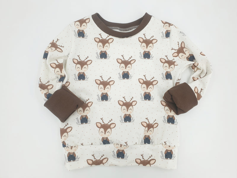 Hoodie Pullover kleiner Hirsch, Baby Kind ab 44-122 kurz oder langarm  Designer Limitiert !! von Atelier MiaMia