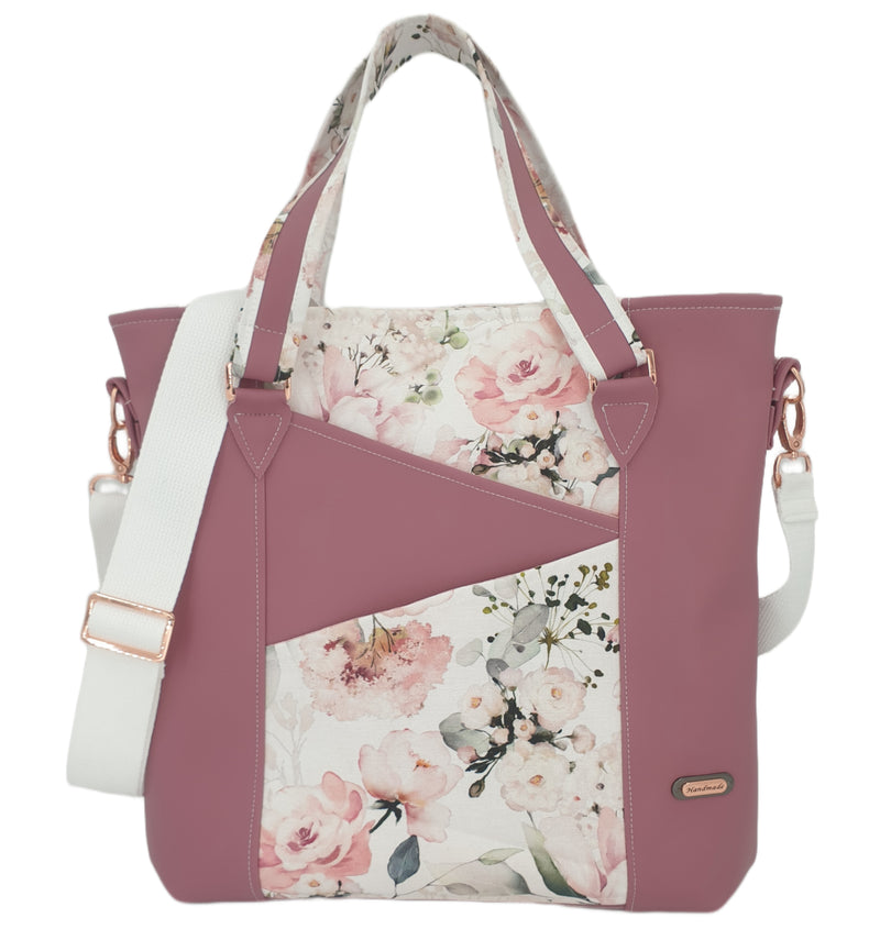 Handtasche einzeln oder im Set mit Geldbörse und Kosmetiktasche beere Rosen von Atelier MiaMia