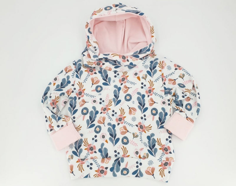 Atelier MiaMia - hoodie baby child from 44-122 short or long sleeve retro flowers 308