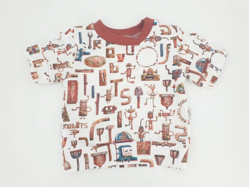 Hoodie Pullover Robots 312 Baby Kind ab 44-122 kurz oder langarm  Designer Limitiert !! von Atelier MiaMia