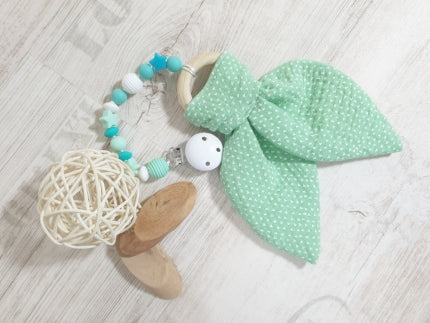 Schnullerkette zum Kinderwagen oder Babyschale 3 Mint von Atelier MiaMia