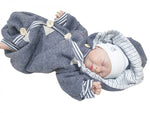 Walk - Overall Baby Kind von 50 bis 110 Designer Walkoverall Grau Graue Streifen --Walk W11 von Atelier MiaMia