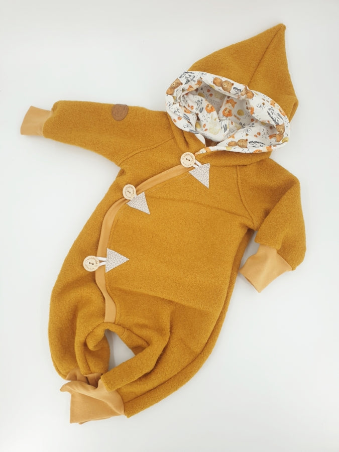 Atelier MiaMia - Walk - Overall Baby Child from 50 to 110 Designer Forest Animals Mustard yellow Yellow Walkoverall Walk W21
