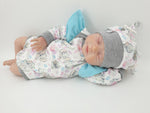 Atelier MiaMia body with short and long sleeves also as a baby set elephants blue ruffles 29