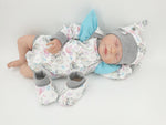 Atelier MiaMia body with short and long sleeves also as a baby set elephants blue ruffles 29