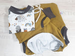 Atelier MiaMia - Hoodie Sweater Dinos Rainbow 310 Baby Child from 44-122 short or long-sleeved Designer Limited !!