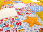 Experience blanket CVI blanket, red-blue, orange owls, ED38