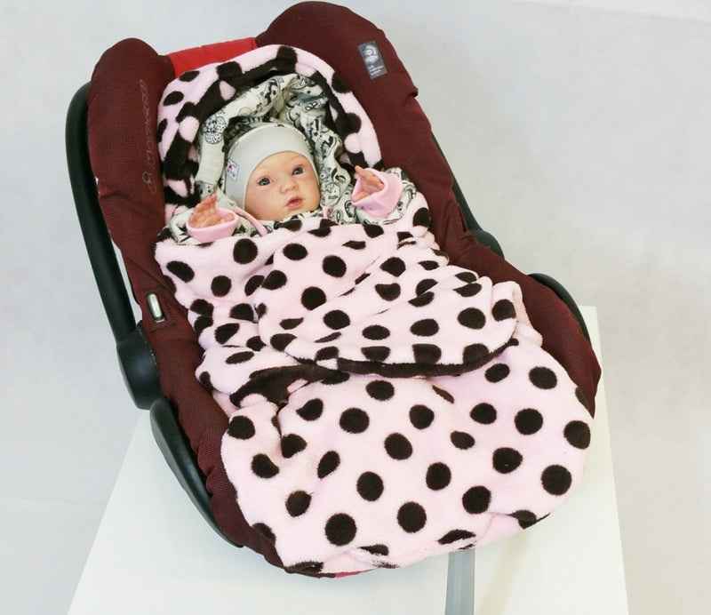 Envelope baby seat pink with brown dots