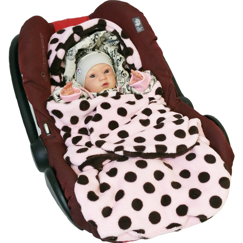 Envelope baby seat pink with brown dots