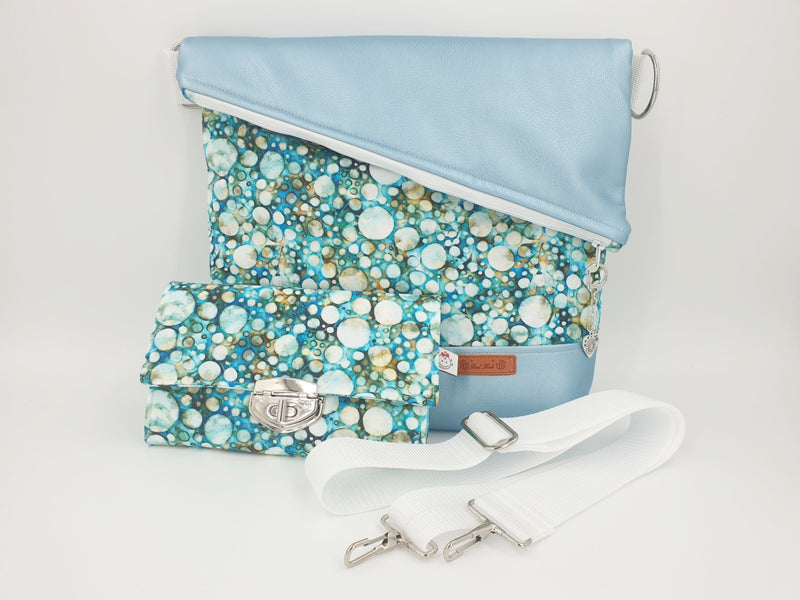 Handtasche Hellblau Leder Punkte Cosmos 109 von Atelier MiaMia