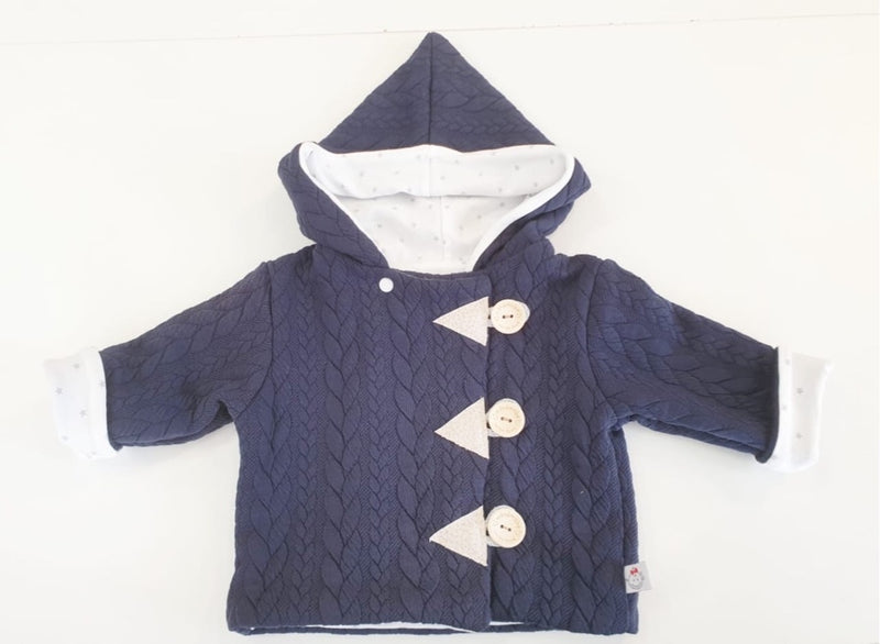 Atelier MiaMia - Hooded Jacket Baby Child Size 50-140 Designer Jacket Limited !! Knit blue with panel J11