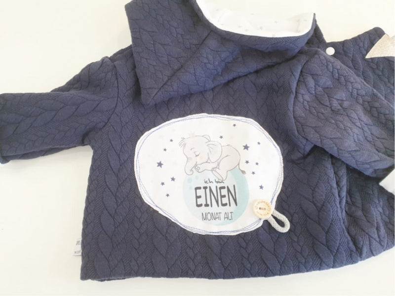 Kaputzenjacke Baby Kind Größe 50-140 Designer Jacke Limitiert !! Strick Blau mit Panel J11 von Atelier MiaMia