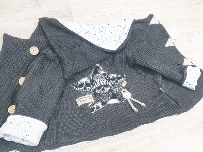 Atelier MiaMia - giacca con cappuccio bambino bambino taglia 50-140 giacca a maglia grossa limitata !! Grosso grigio J12