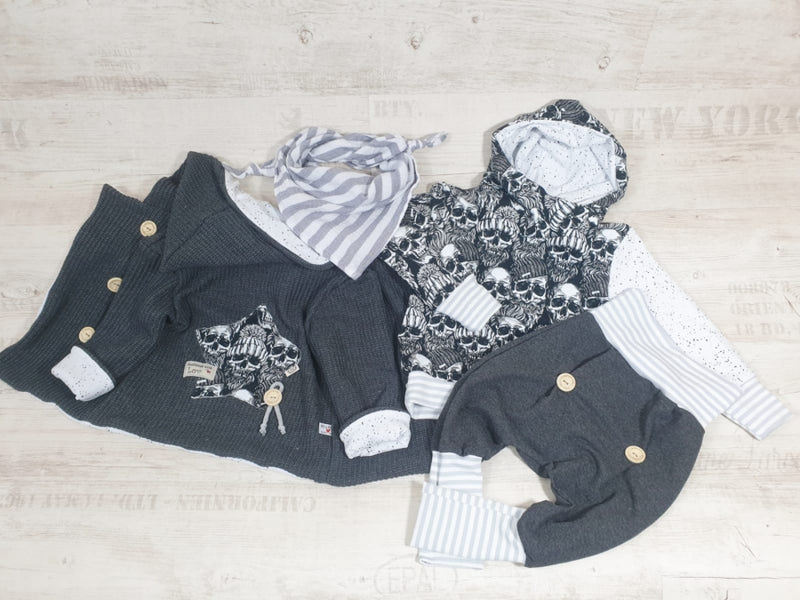 Atelier MiaMia - giacca con cappuccio bambino bambino taglia 50-140 giacca a maglia grossa limitata !! Grosso grigio J12