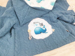 Atelier MiaMia - hooded jacket baby child size 50-140 cable knit jacket limited !! Whale aqua J17