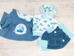 Atelier MiaMia - giacca con cappuccio bambino bambino taglia 50-140 giacca a trecce limitata !! Acqua di balena J17