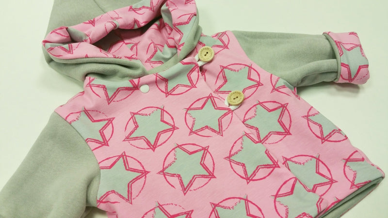 Atelier MiaMia - Giacca con cappuccio Baby Child Taglia 50-140 Designer Jacket Limited !! Stelle rosa J2