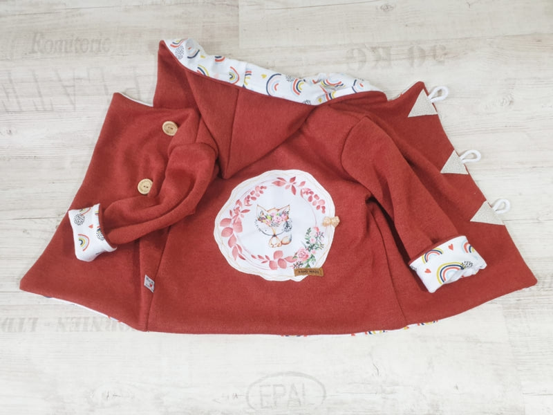 Kaputzenjacke Baby Kind Größe 50-140 Grobstrick Jacke Limitiert !! Grobstrick Terracotta Fuchs J23 von Atelier MiaMia