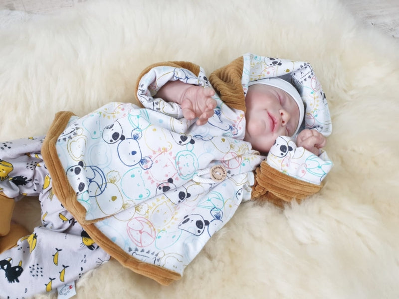 Atelier MiaMia - Giacca con cappuccio Baby Child Taglia 50-140 Designer Jacket Limited !! Orsi giallo senape J3
