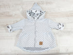 Kaputzenjacke Baby Kind Größe 50-140 Designer Jacke, Mäntelchen Limitiert !! Hellgrau Pustblume Karostrick 45 von Atelier MiaMia