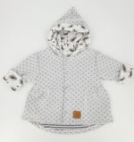 Atelier MiaMia - giacca con cappuccio bambino bambino taglia 50-140 giacca firmata, cappotto limitato! Dente di leone grigio chiaro in maglia 45