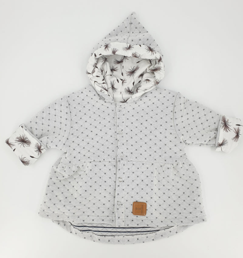 Kaputzenjacke Baby Kind Größe 50-140 Designer Jacke, Mäntelchen Limitiert !! Hellgrau Pustblume Karostrick 45 von Atelier MiaMia