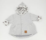 Atelier MiaMia - giacca con cappuccio bambino bambino taglia 50-140 giacca firmata, cappotto limitato! Dente di leone grigio chiaro in maglia 45