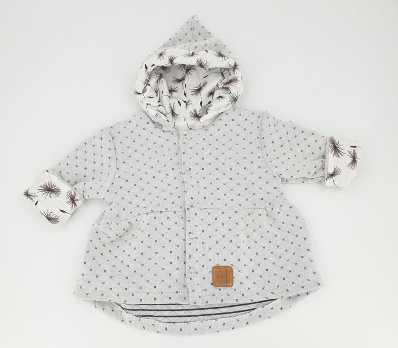 Atelier MiaMia - hooded jacket baby child size 50-140 designer jacket, coat limited! Light gray dandelion check knit 45