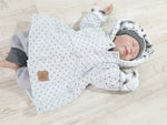 Kaputzenjacke Baby Kind Größe 50-140 Designer Jacke, Mäntelchen Limitiert !! Hellgrau Pustblume Karostrick 45 von Atelier MiaMia