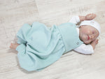 Atelier MiaMia pagliaccetto con bretelle corto e lungo anche come baby set waffle jersey mint 3