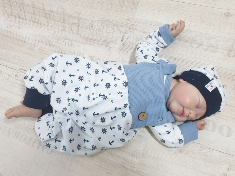 Latzstrampler kurz und lang auch als Baby Set Anker Martim 6 von Atelier MiaMia