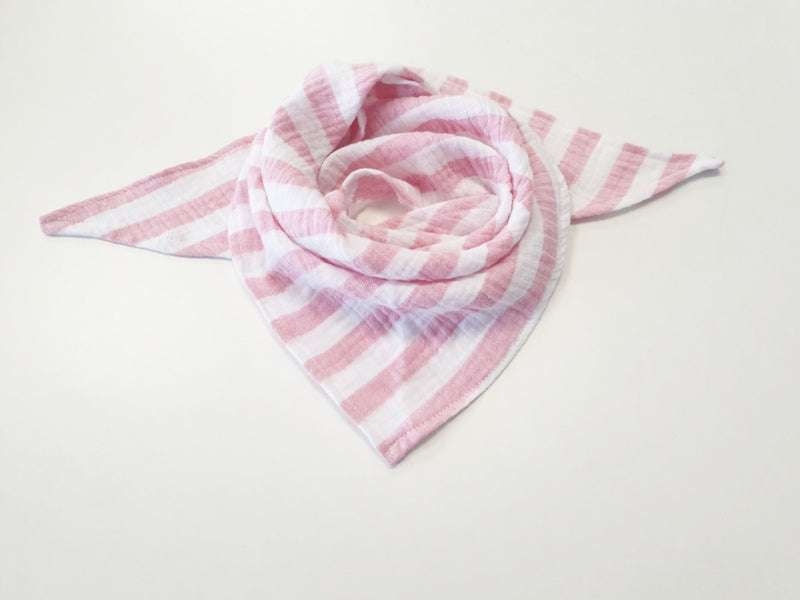 Atelier MiaMia - foulard in mussola foulard triangolare righe rosa // 12