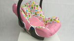 Römer baby safe, uccellini bianchi, rosa-verdi, Römer 28