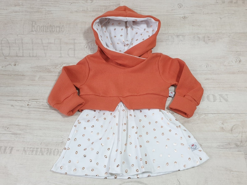 Atelier MiaMia - Hoodie dress with sweatie 2 parts size 56-140 rose gold circles &amp; terracotta sweatie 2