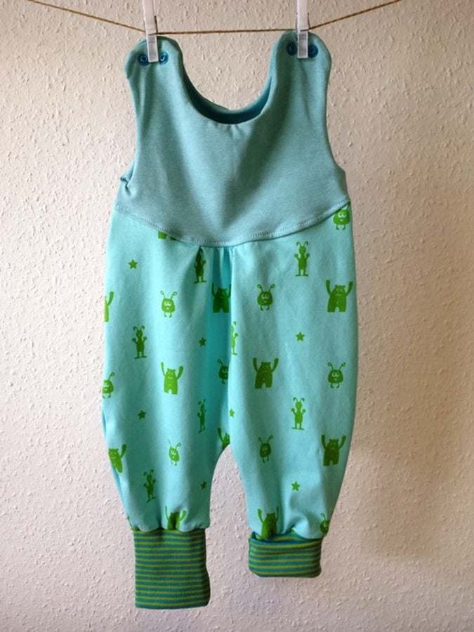 Atelier MiaMia onesie short and long also as a baby set blue, green monsters 7