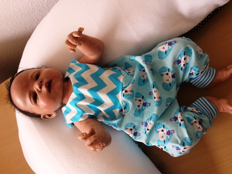 Strampler kurz und lang auch als Baby Set Blau Kätzchen 8 von Atelier MiaMia