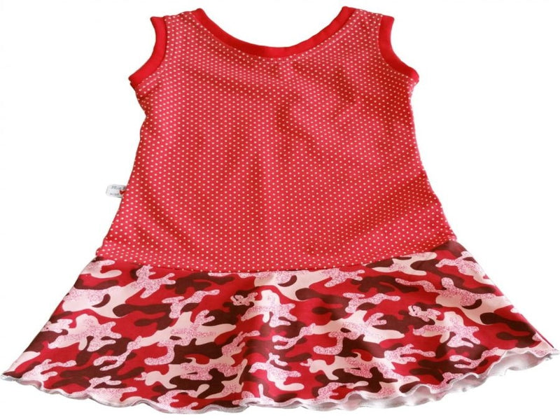 Atelier MiaMia - Hoodie dress short-sleeved also in a set with leggings size 50-140 camouflage red ruffles summer 8