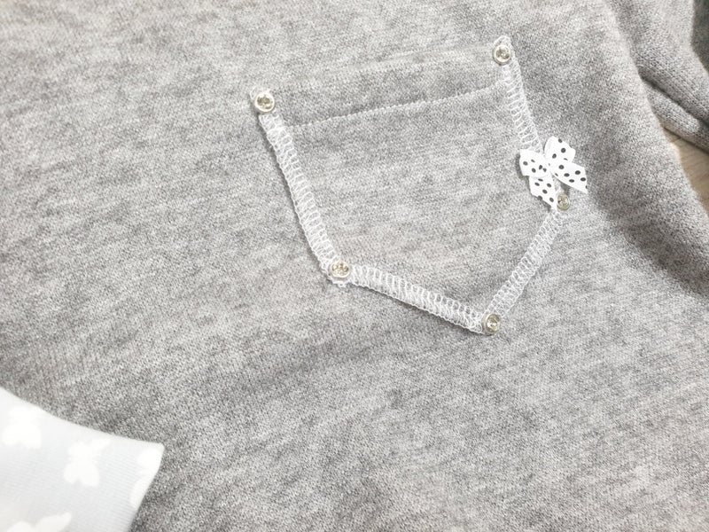 Hoodie Pullover Strick grau Baby Kind ab 44-122 kurz oder langarm Grau von Atelier MiaMia