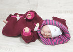 Atelier MiaMia - Walk - Salopette Neonato Bambino da 50 a 110 Salopette Firmata Marrone Righe Viola --Walk W7