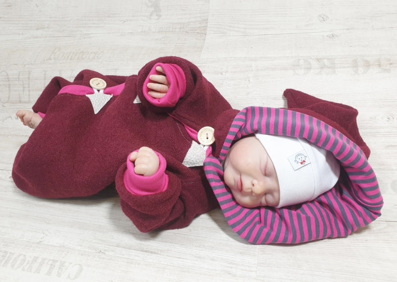 Walk - Overall Baby Kind von 50 bis 110 Designer Walkoverall Braun Lila Streifen --Walk W7 von Atelier MiaMia