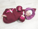 Walk - Overall Baby Kind von 50 bis 110 Designer Walkoverall Braun Lila Streifen --Walk W7 von Atelier MiaMia